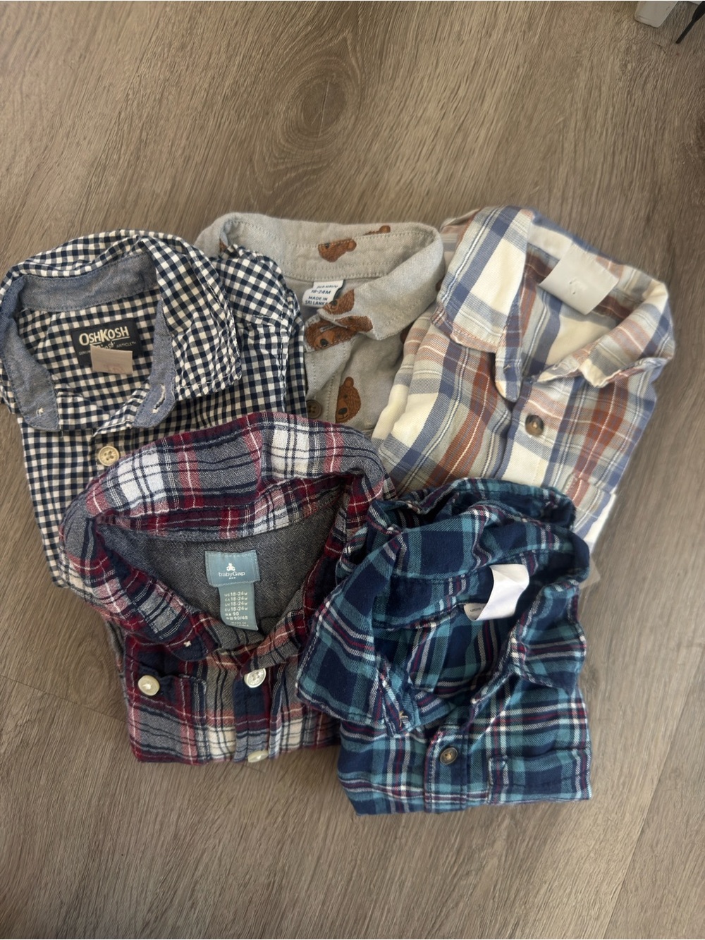 OshKosh B'gosh Boys Plaid & Check Button-Up Shirt Pack - Blue, Red, Navy, Cream